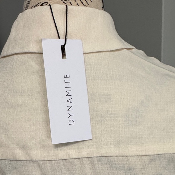 Elegant Cream Tie-Front Dress by Dynamite - Picture 6 of 7